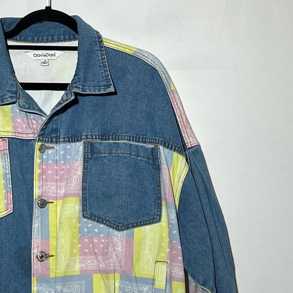 True Vintage 80’s Davi & Dani Patchwork Bandana  Jean Jacket Women’s Size S - Picture 6 of 13